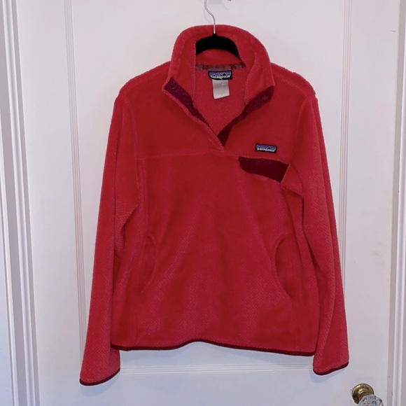 Patagonia Tops - Patagonia Re-Tool Snap-T Fleece Pullover Red & Burgundy SZ M